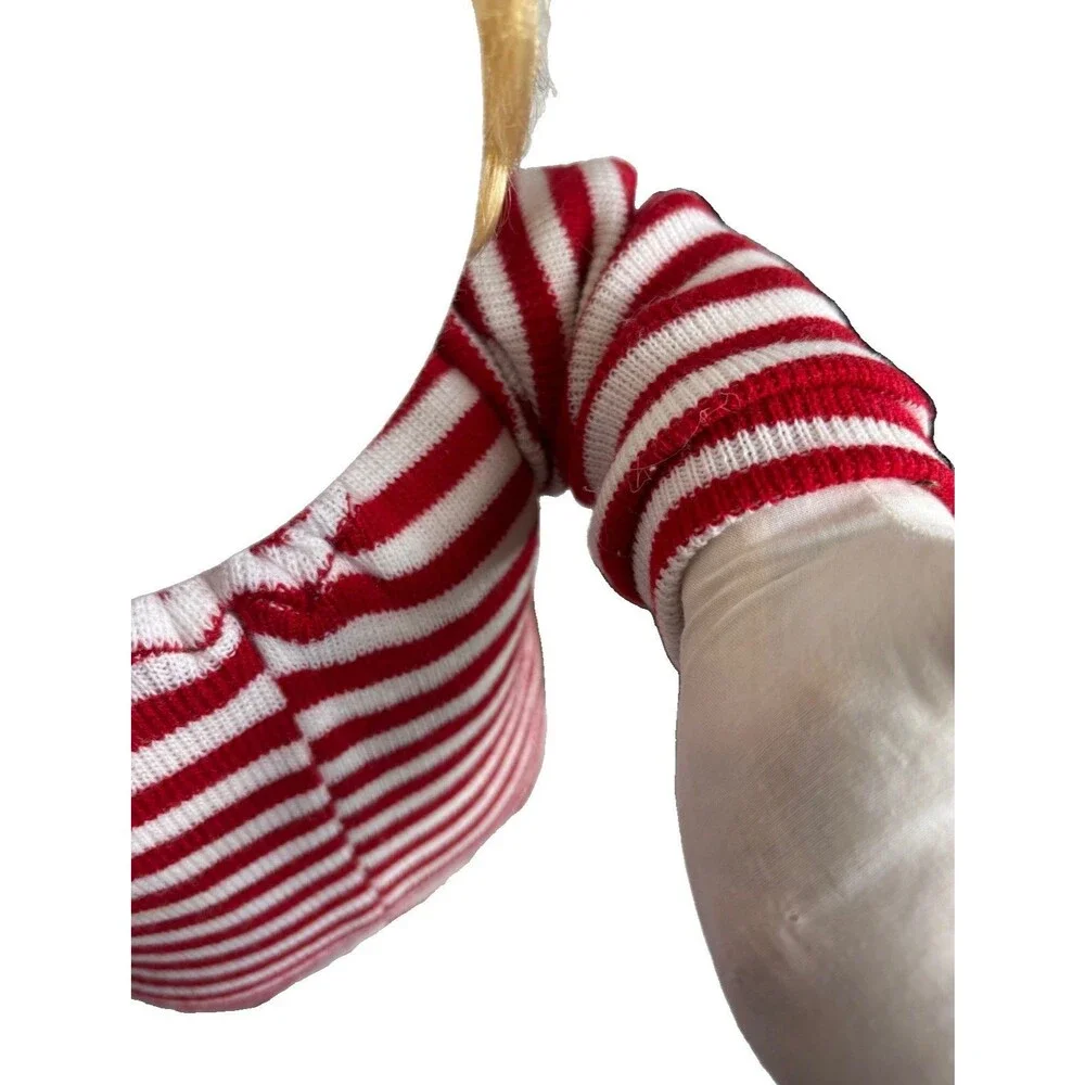 Vintage Peek A Boo Christmas Cloth Doll Red White Stripe Santa As Is 26 Decor